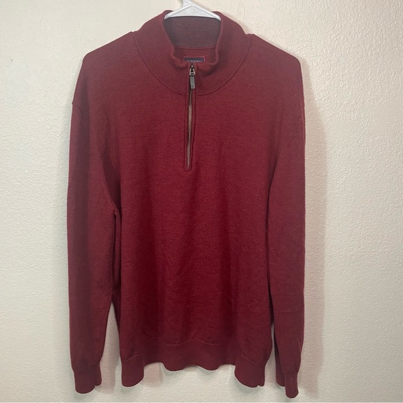 UNTUCKit Maroon 100% Extra Fine Merino Wool Pullover Sweater Quarter Zip sz XXL - Picture 1 of 8